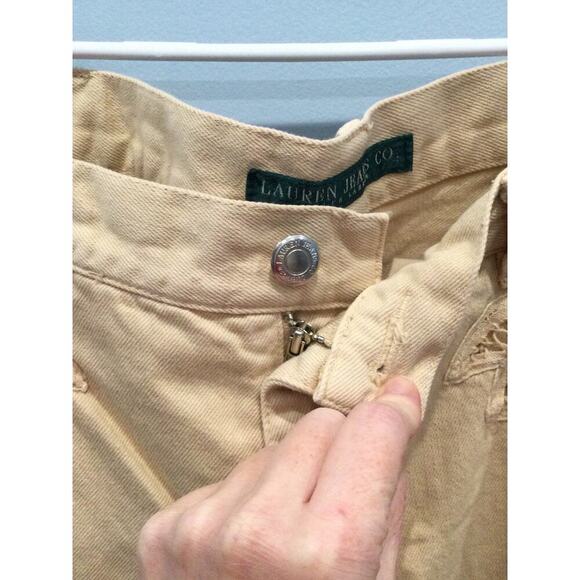 Ralph Lauren Womens Beige Denim Jeans Plus Size 14W 14 Embroidered Khaki Boho - Picture 7 of 10